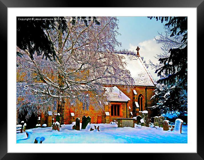Warmth of a Church in Winter.  Framed Mounted Print by Jason Williams