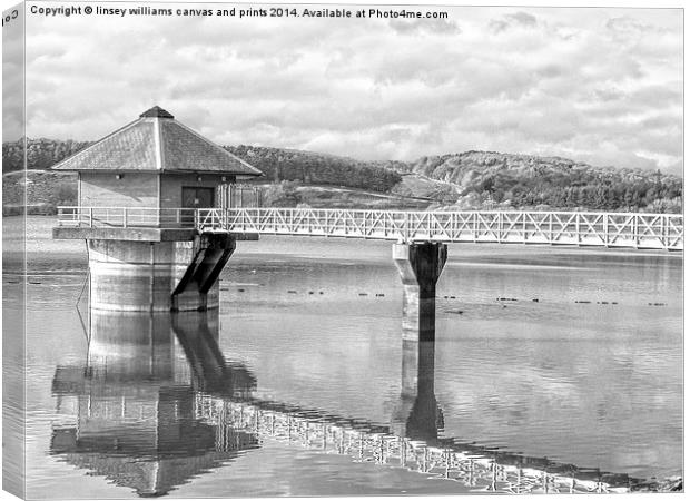  Cropston Reservoir Black And White Canvas Print by Linsey Williams