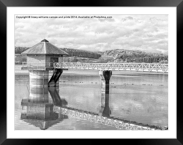  Cropston Reservoir Black And White Framed Mounted Print by Linsey Williams