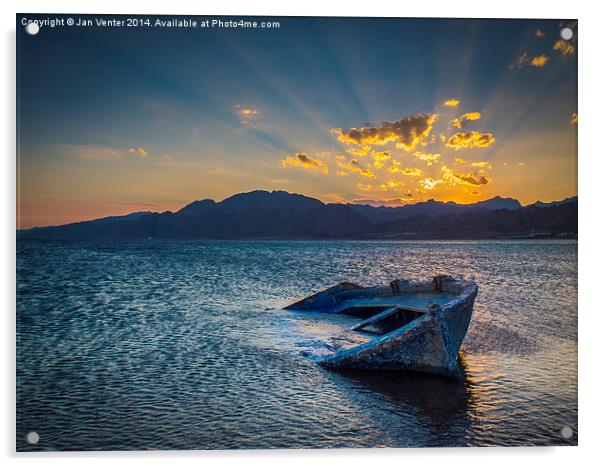  Sunken Fishing Boat Acrylic by Jan Venter