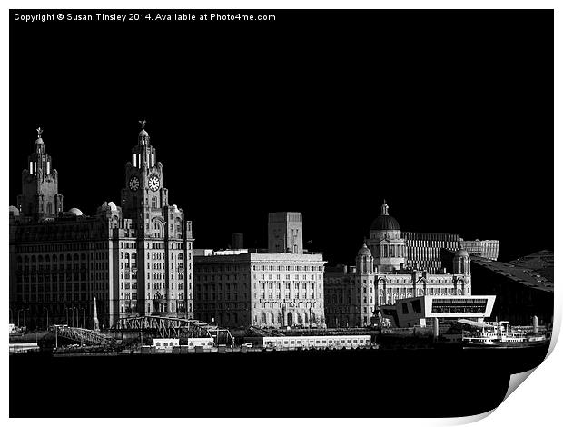 Liverpool waterfront Print by Susan Tinsley