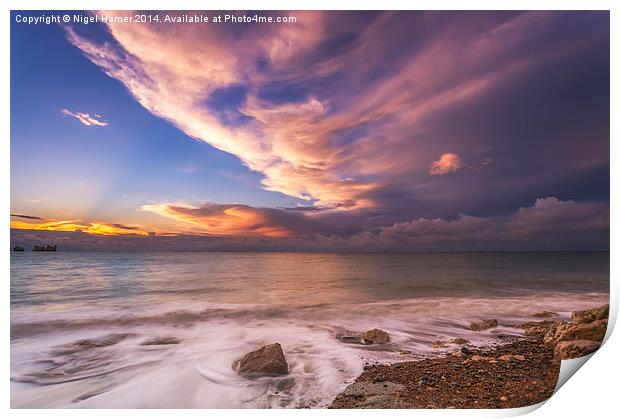 Sunset On The Beach  Print by Wight Landscapes