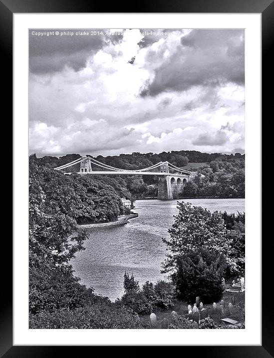  View to The Menai Suspension Bridge Framed Mounted Print by philip clarke