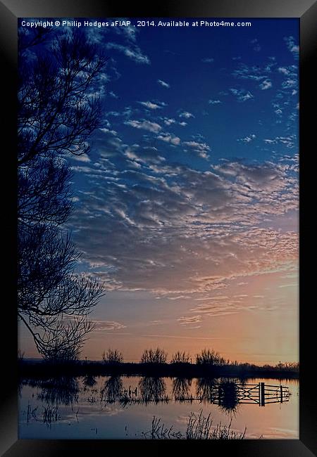 Sunset over Thorney Lakes  Framed Print by Philip Hodges aFIAP ,