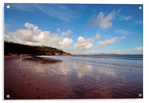 Broadsand Beach Torbay looking towards Torquay Acrylic by Rosie Spooner
