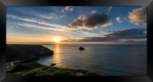  Sunset over Trebarwith Strand Framed Print by David Wilkins