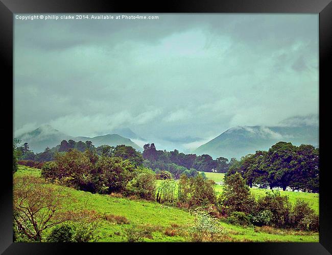  Distant Lakeland Mountains Framed Print by philip clarke