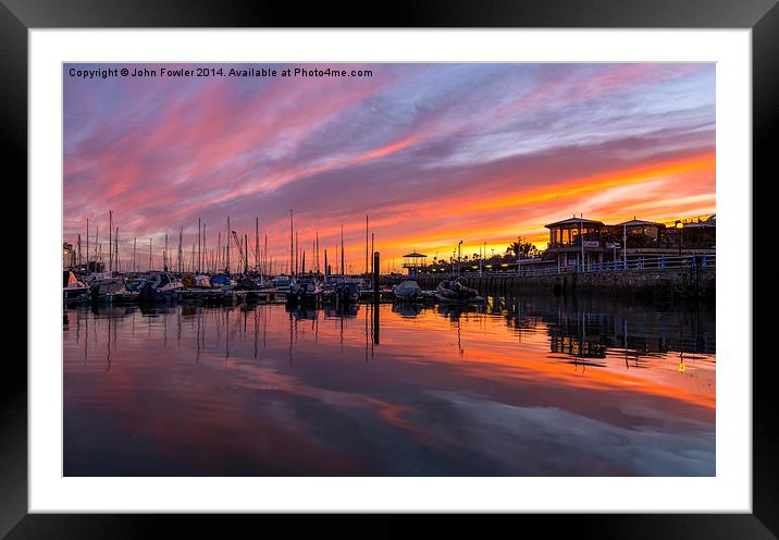 Torquay Harbour Sunset Framed Mounted Print by John Fowler