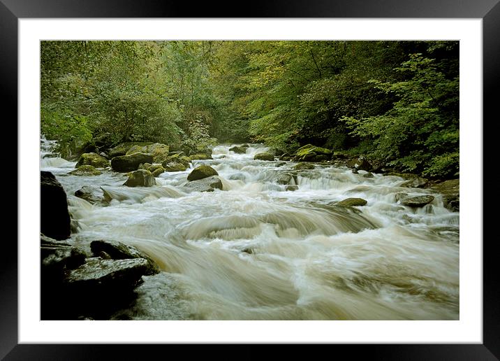 The Tumbling waters of the East Lyn  Framed Mounted Print by graham young