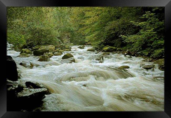 The Tumbling waters of the East Lyn  Framed Print by graham young