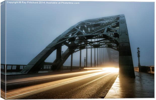  Light Trails on the Bridge Canvas Print by Ray Pritchard