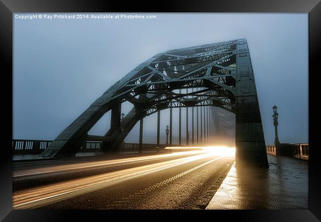  Light Trails on the Bridge Framed Print by Ray Pritchard
