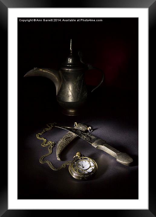 Watch, Dagger and Coffee Pot Framed Mounted Print by Ann Garrett