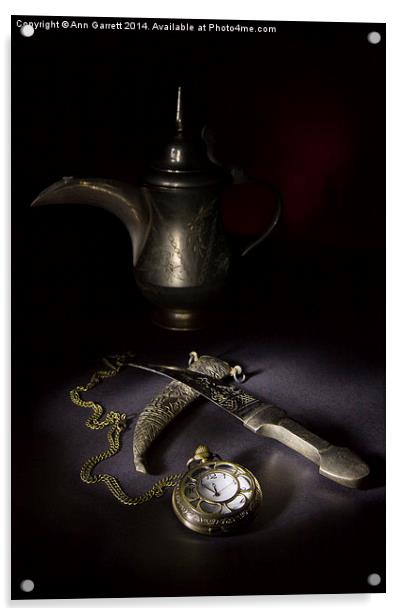 Watch, Dagger and Coffee Pot Acrylic by Ann Garrett