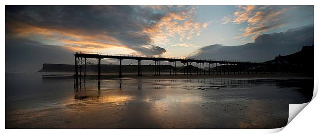 Saltburn Pier at Dawn Print by Dave Hudspeth Landscape Photography
