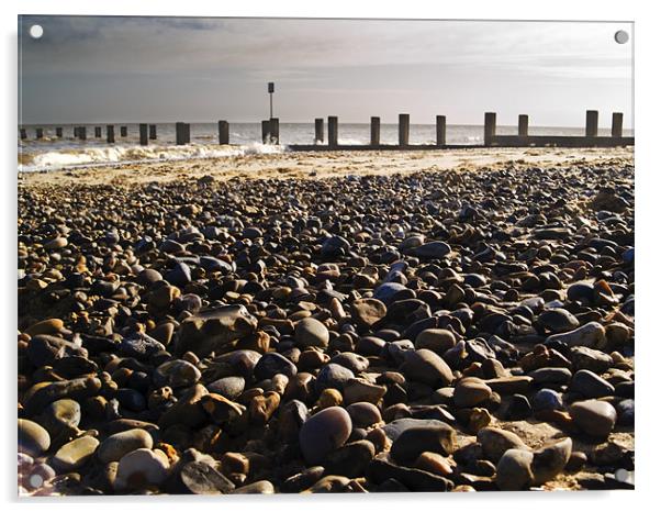 Pebble beach at Hopton, Norfolk Acrylic by Stephen Mole