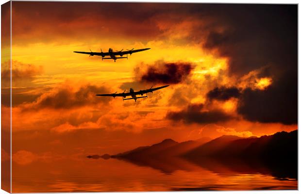 Lancasters and Sun Rays  Canvas Print by J Biggadike