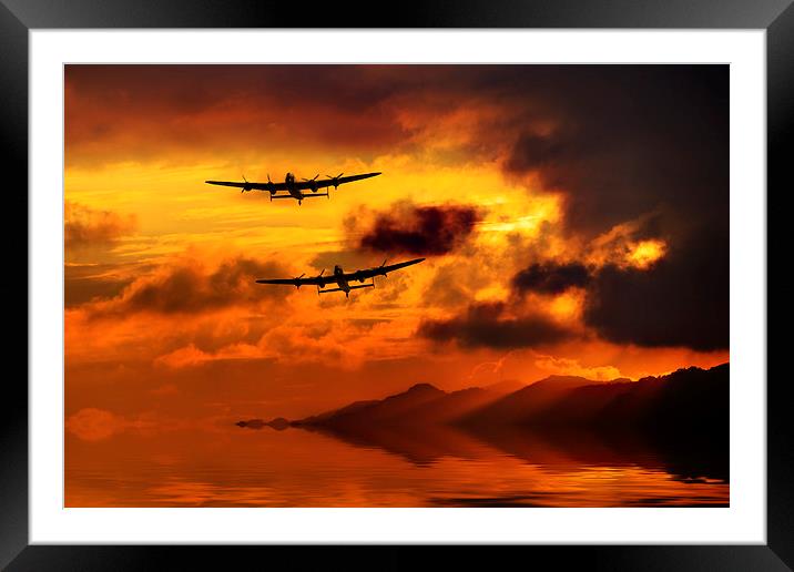 Lancasters and Sun Rays  Framed Mounted Print by J Biggadike