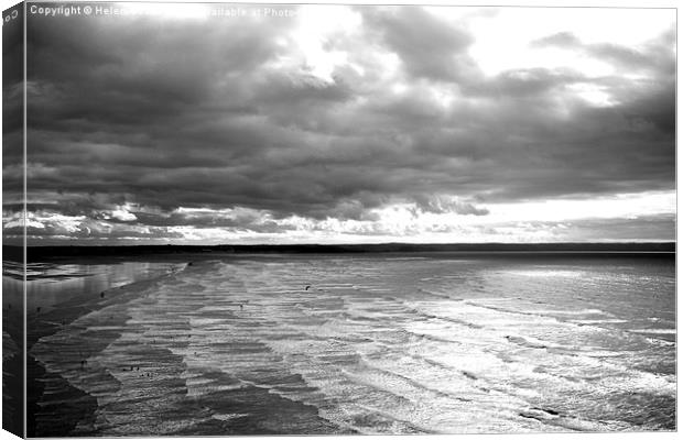 Stormy Saunton sands  Canvas Print by Helen Cooke