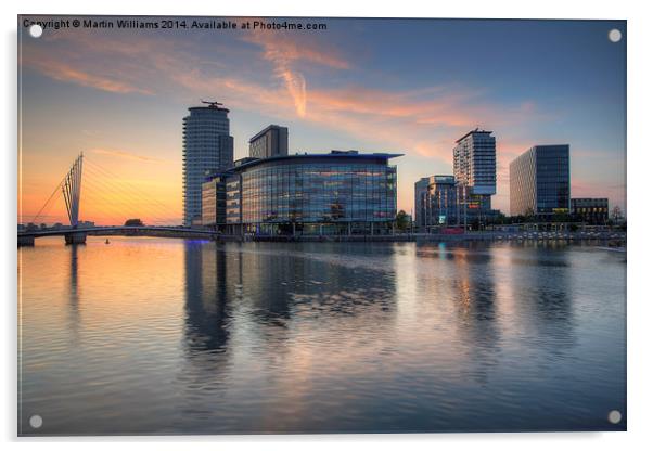 Sunset at Salford Quays Media City Acrylic by Martin Williams