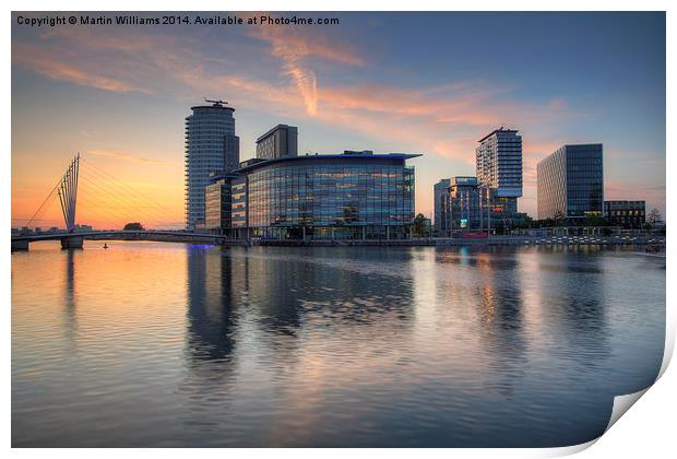 Sunset at Salford Quays Media City Print by Martin Williams