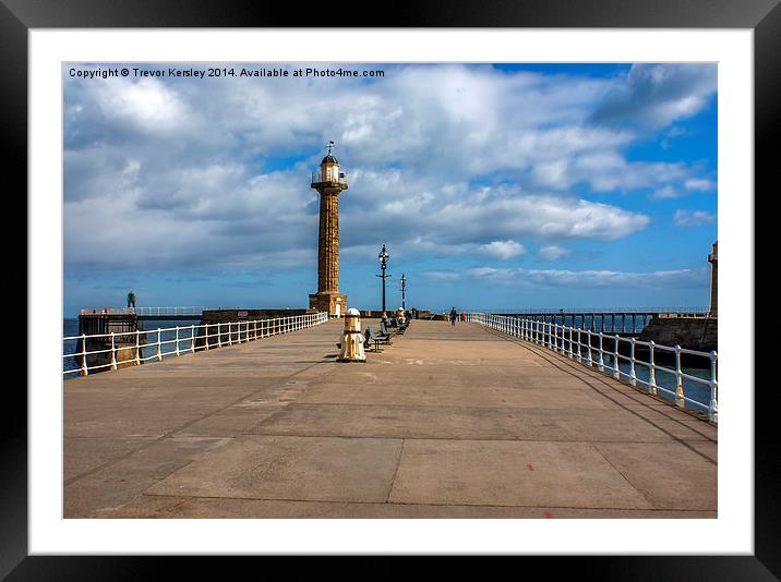 Whitby Harbour Walkway Framed Mounted Print by Trevor Kersley RIP