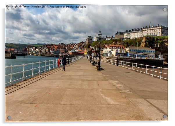 Whitby Harbour Walkway Acrylic by Trevor Kersley RIP