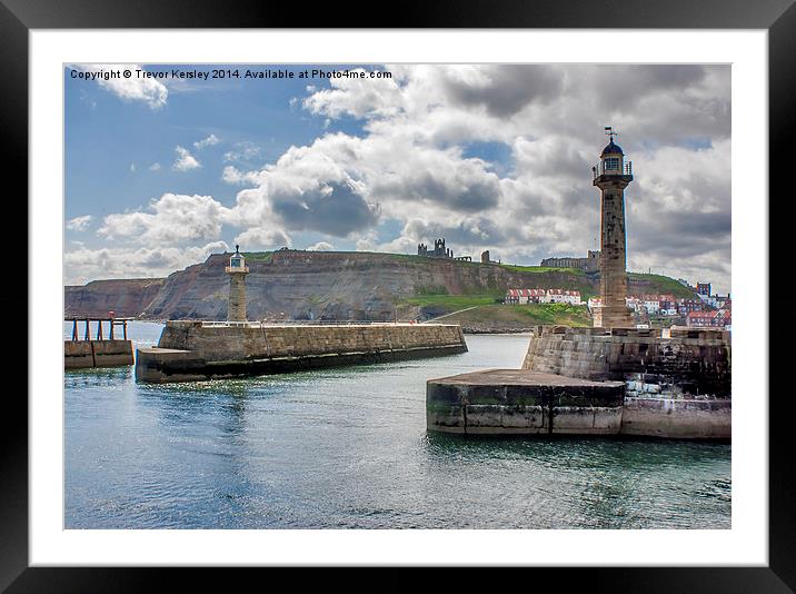 Whitby Harbour Entrance Framed Mounted Print by Trevor Kersley RIP