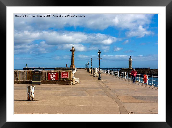 Whitby Harbour Walkway Framed Mounted Print by Trevor Kersley RIP