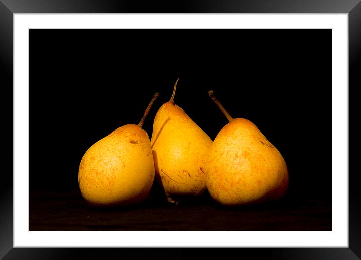 Three Pears Framed Mounted Print by Brian Roscorla