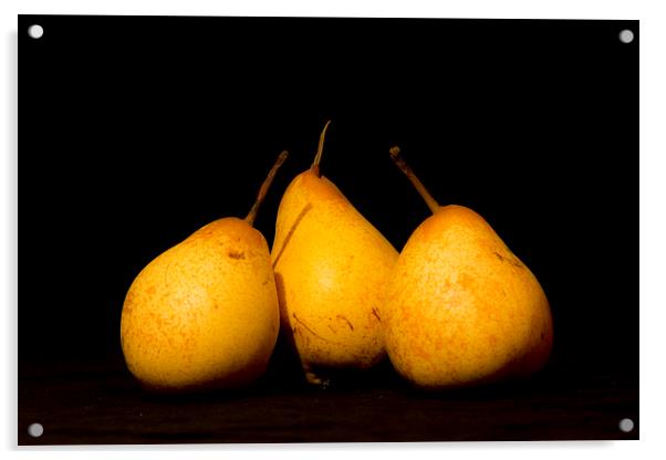 Three Pears Acrylic by Brian Roscorla