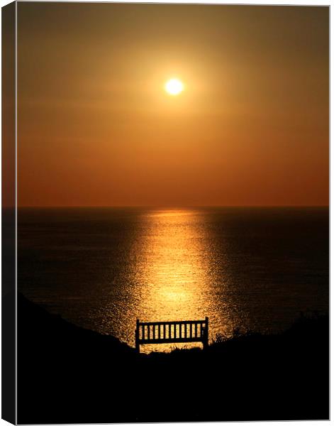  The Bench sunset Canvas Print by Ross Lawford