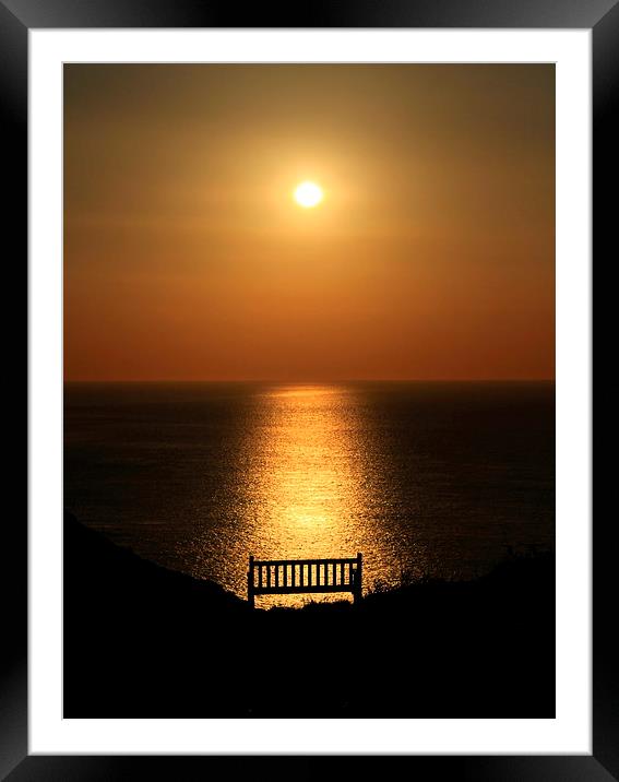  The Bench sunset Framed Mounted Print by Ross Lawford