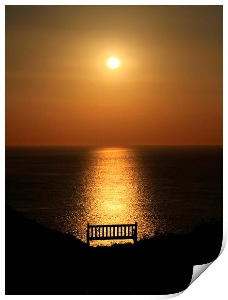  The Bench sunset Print by Ross Lawford