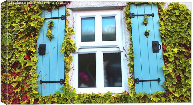 Country Cottage Window surrounded by Ivy Canvas Print by philip clarke