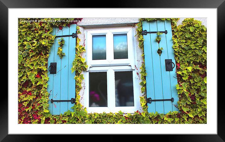 Country Cottage Window surrounded by Ivy Framed Mounted Print by philip clarke