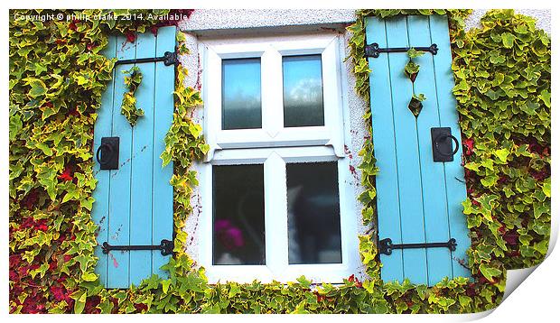 Country Cottage Window surrounded by Ivy Print by philip clarke