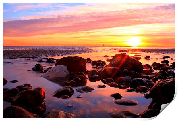  The Low tide sunset Print by Ross Lawford