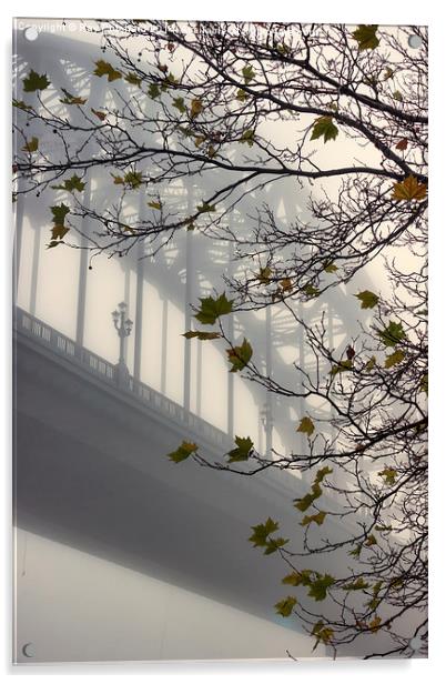  Tyne Bridge and Autumn Leaves Acrylic by Ray Pritchard