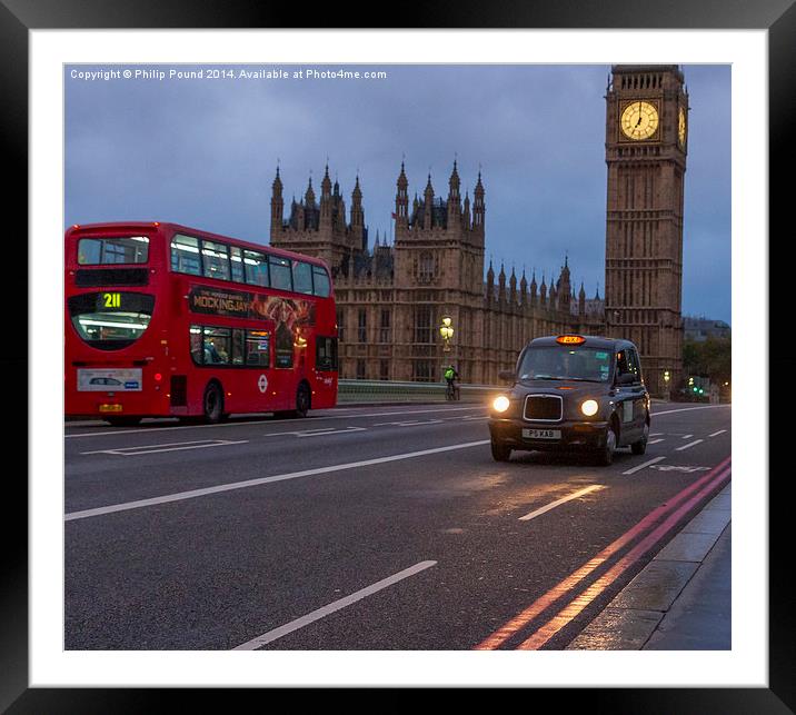  London Bus and Taxi with Big Ben Framed Mounted Print by Philip Pound