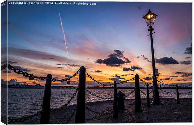 Liverpool waterfront at dusk Canvas Print by Jason Wells