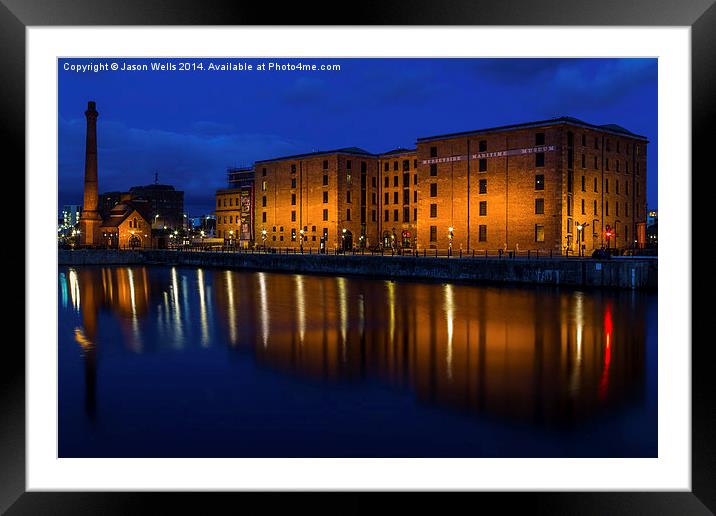  Albert Dock in the blue hour Framed Mounted Print by Jason Wells