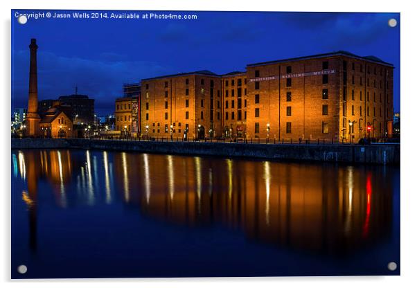  Albert Dock in the blue hour Acrylic by Jason Wells