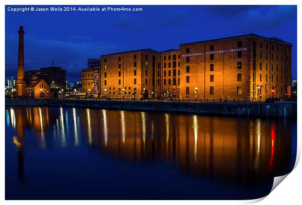  Albert Dock in the blue hour Print by Jason Wells