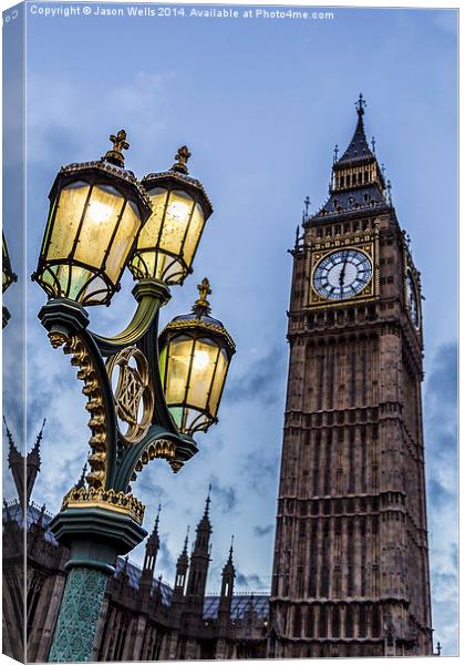 Street light in front of the Houses of Parliament Canvas Print by Jason Wells