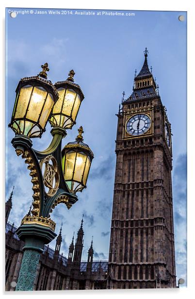 Street light in front of the Houses of Parliament Acrylic by Jason Wells