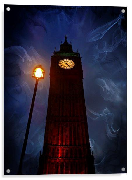  Mystery Mist at Big Ben Acrylic by sylvia scotting