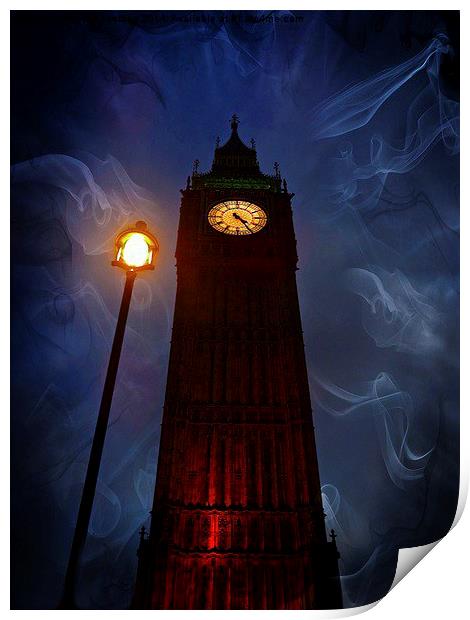  Mystery Mist at Big Ben Print by sylvia scotting