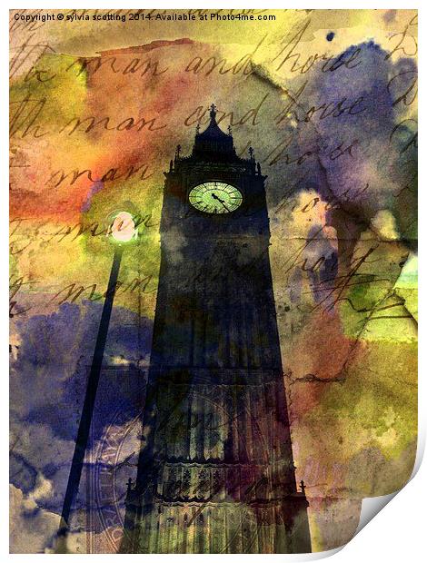  Big Ben in paint Print by sylvia scotting