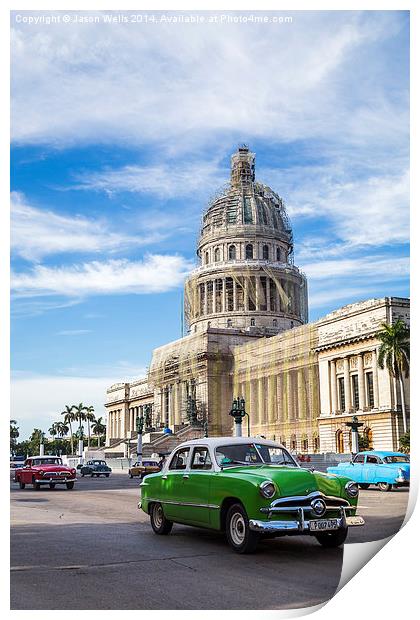  Classical car in front of the Capitol Print by Jason Wells